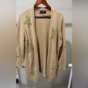 Lane Bryant Sweater Womens Plus Cardigan Open Front Metallic Gold New